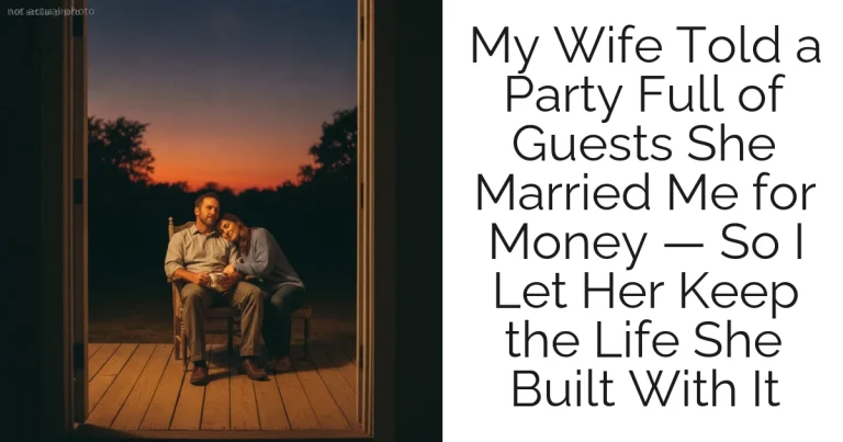 My Wife Told a Party Full of Guests She Married Me for Money — So I Let Her Keep the Life She Built With It