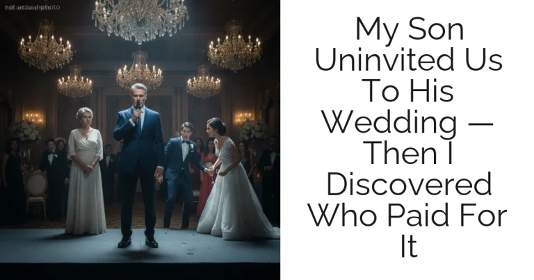 My Son Uninvited Us To His Wedding — Then I Discovered Who Paid For It