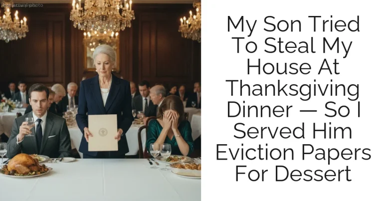 My Son Tried To Steal My House At Thanksgiving Dinner — So I Served Him Eviction Papers For Dessert