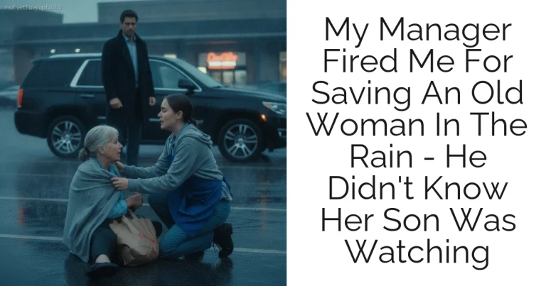 My Manager Fired Me For Saving An Old Woman In The Rain - He Didn't Know Her Son Was Watching