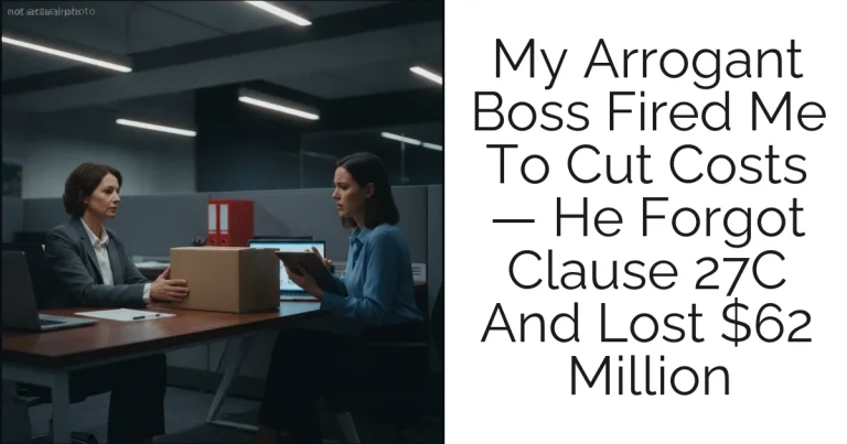 My Arrogant Boss Fired Me To Cut Costs — He Forgot Clause 27C And Lost $62 Million