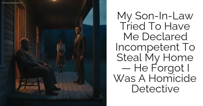 My Son-In-Law Tried To Have Me Declared Incompetent To Steal My Home — He Forgot I Was A Homicide Detective