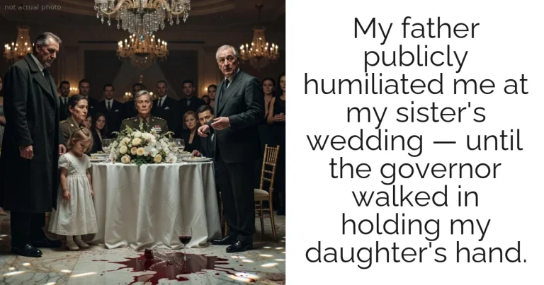 My father publicly humiliated me at my sister's wedding — until the governor walked in holding my daughter's hand.