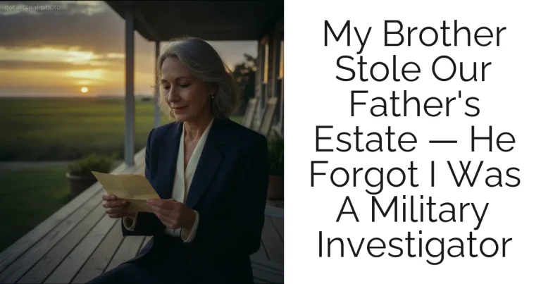 My Brother Stole Our Father's Estate — He Forgot I Was A Military Investigator
