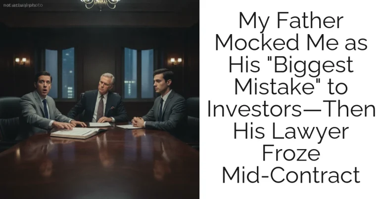 My Father Mocked Me as His "Biggest Mistake" to Investors—Then His Lawyer Froze Mid-Contract