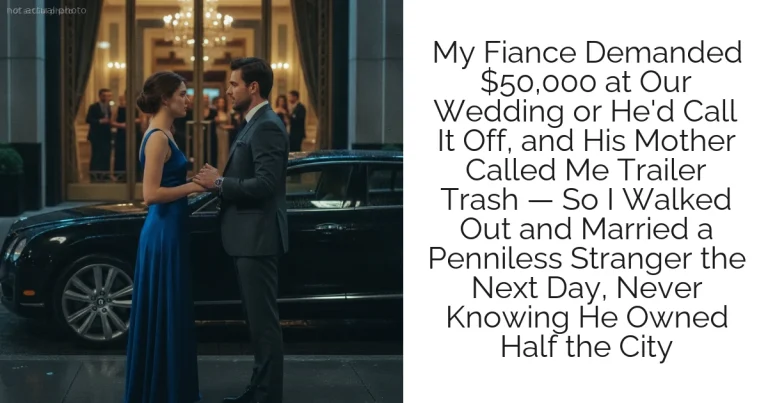 My Fiance Demanded $50,000 at Our Wedding or He'd Call It Off, and His Mother Called Me Trailer Trash — So I Walked Out and Married a Penniless Stranger the Next Day, Never Knowing He Owned Half the City
