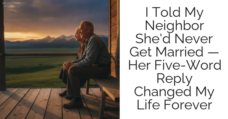 I Told My Neighbor She'd Never Get Married — Her Five-Word Reply Changed My Life Forever