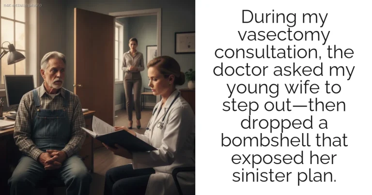 During my vasectomy consultation, the doctor asked my young wife to step out—then dropped a bombshell that exposed her sinister plan.