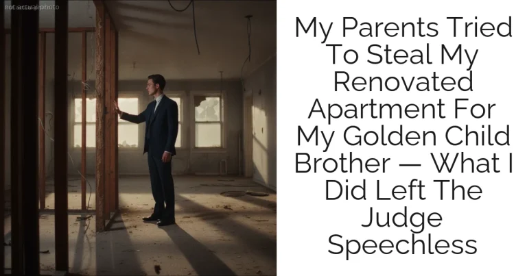 My Parents Tried To Steal My Renovated Apartment For My Golden Child Brother — What I Did Left The Judge Speechless