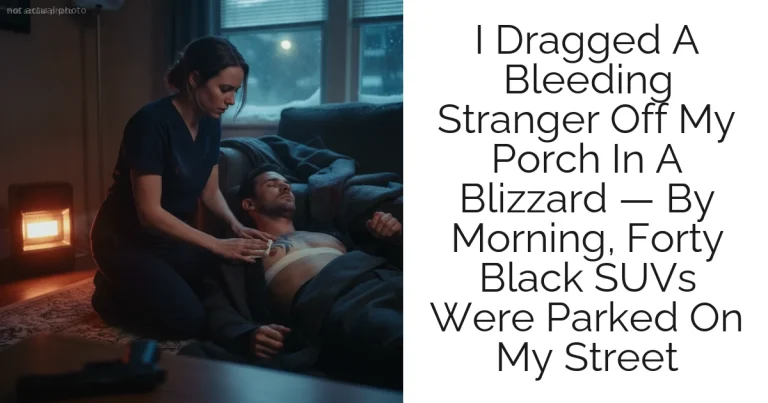 I Dragged A Bleeding Stranger Off My Porch In A Blizzard — By Morning, Forty Black SUVs Were Parked On My Street