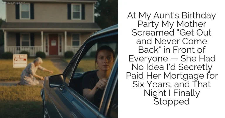 At My Aunt's Birthday Party My Mother Screamed "Get Out and Never Come Back" in Front of Everyone — She Had No Idea I'd Secretly Paid Her Mortgage for Six Years, and That Night I Finally Stopped