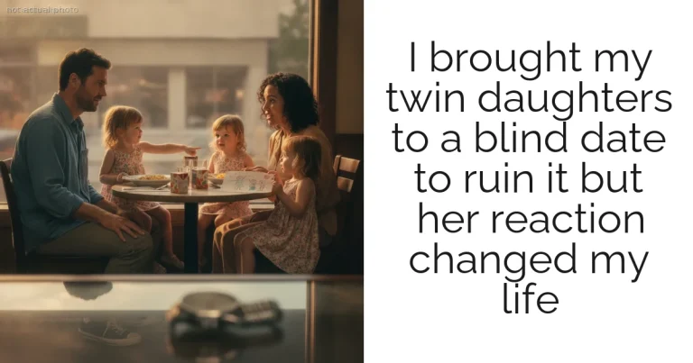 I brought my twin daughters to a blind date to ruin it but her reaction changed my life