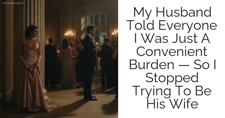 My Husband Told Everyone I Was Just A Convenient Burden — So I Stopped Trying To Be His Wife