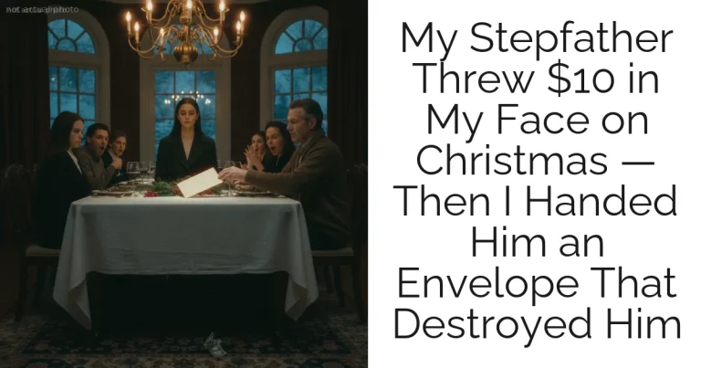 My Stepfather Threw $10 in My Face on Christmas — Then I Handed Him an Envelope That Destroyed Him