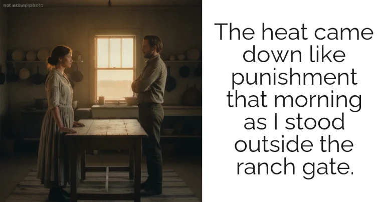 The heat came down like punishment that morning as I stood outside the ranch gate.