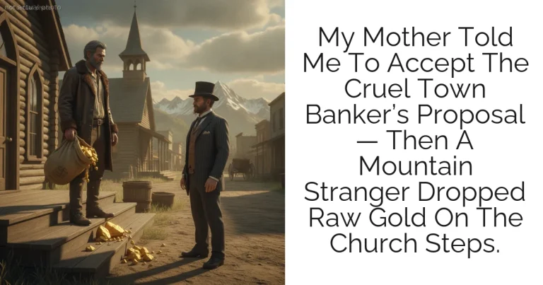 My Mother Told Me To Accept The Cruel Town Banker’s Proposal — Then A Mountain Stranger Dropped Raw Gold On The Church Steps.