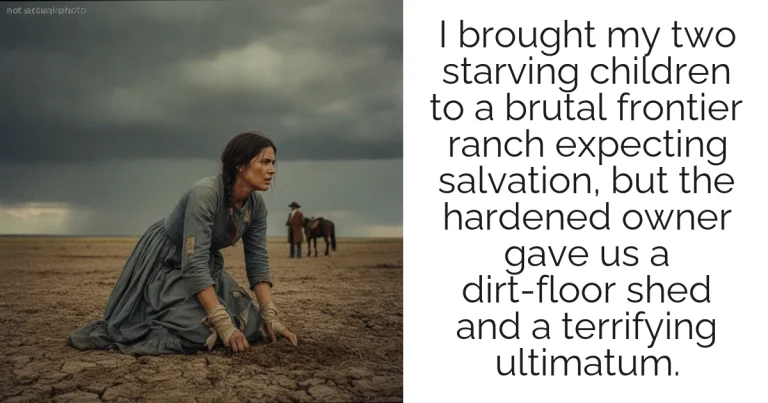 I brought my two starving children to a brutal frontier ranch expecting salvation, but the hardened owner gave us a dirt-floor shed and a terrifying ultimatum.