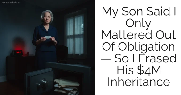 My Son Said I Only Mattered Out Of Obligation — So I Erased His $4M Inheritance