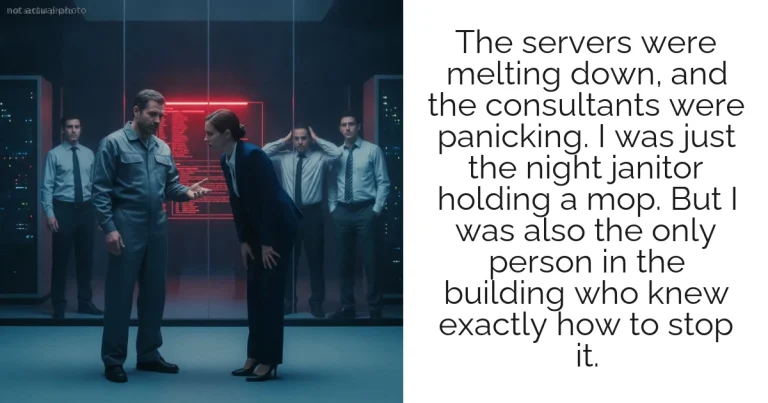 The servers were melting down, and the consultants were panicking. I was just the night janitor holding a mop. But I was also the only person in the building who knew exactly how to stop it.