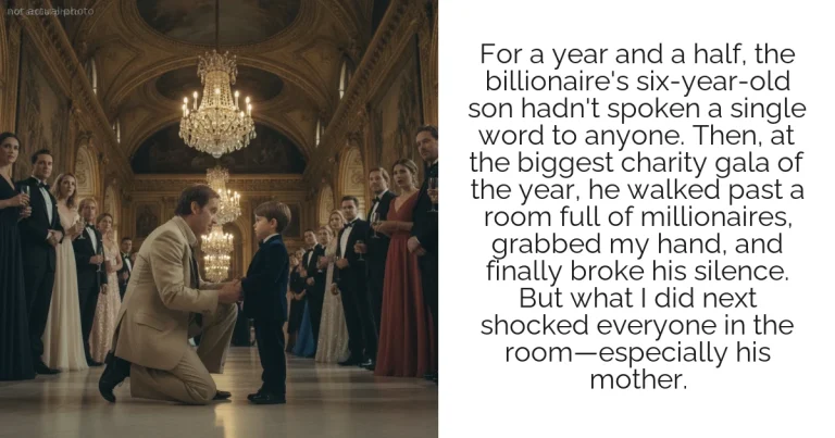 For a year and a half, the billionaire's six-year-old son hadn't spoken a single word to anyone. Then, at the biggest charity gala of the year, he walked past a room full of millionaires, grabbed my hand, and finally broke his silence. But what I did next shocked everyone in the room—especially his mother.