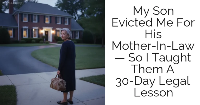 My Son Evicted Me For His Mother-In-Law — So I Taught Them A 30-Day Legal Lesson