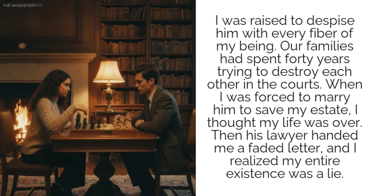 I was raised to despise him with every fiber of my being. Our families had spent forty years trying to destroy each other in the courts. When I was forced to marry him to save my estate, I thought my life was over. Then his lawyer handed me a faded letter, and I realized my entire existence was a lie.