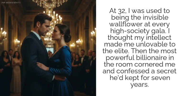 At 32, I was used to being the invisible wallflower at every high-society gala. I thought my intellect made me unlovable to the elite. Then the most powerful billionaire in the room cornered me and confessed a secret he'd kept for seven years.