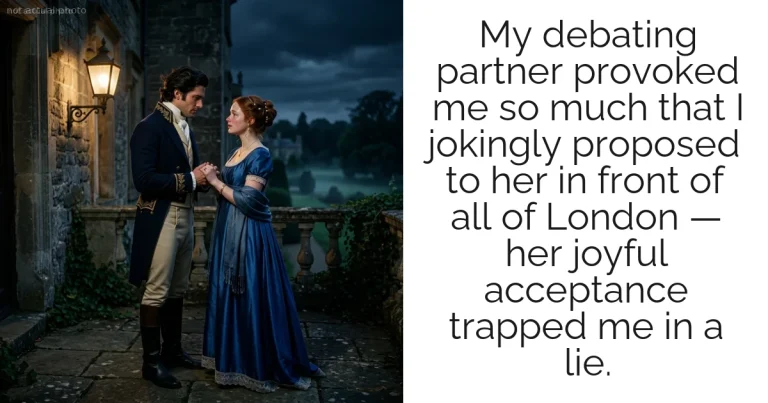 My debating partner provoked me so much that I jokingly proposed to her in front of all of London — her joyful acceptance trapped me in a lie.