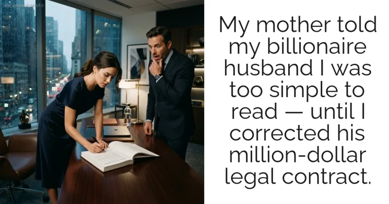 My mother told my billionaire husband I was too simple to read — until I corrected his million-dollar legal contract.