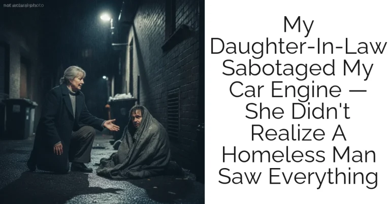 My Daughter-In-Law Sabotaged My Car Engine — She Didn't Realize A Homeless Man Saw Everything