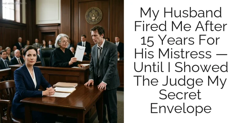 My Husband Fired Me After 15 Years For His Mistress — Until I Showed The Judge My Secret Envelope