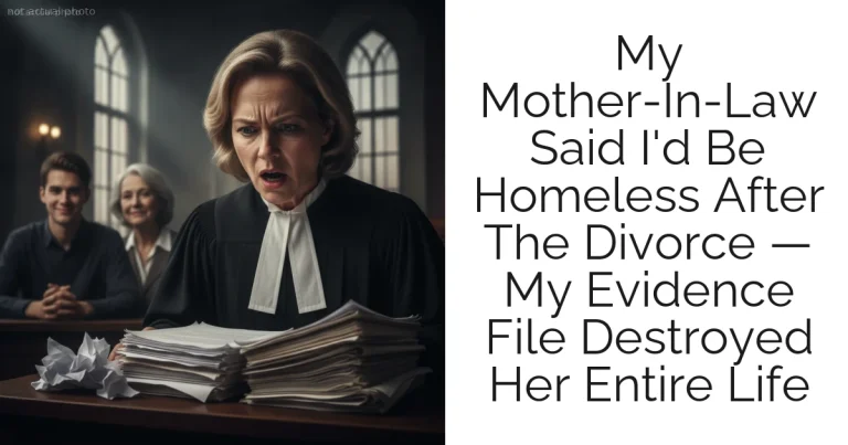 My Mother-In-Law Said I'd Be Homeless After The Divorce — My Evidence File Destroyed Her Entire Life