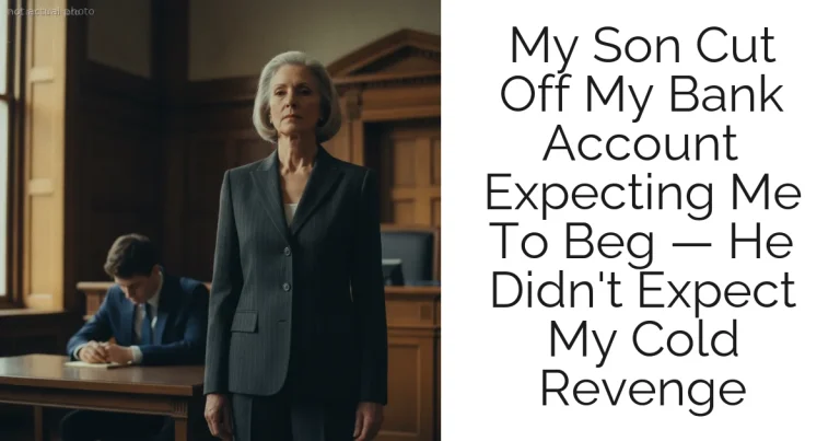 My Son Cut Off My Bank Account Expecting Me To Beg — He Didn't Expect My Cold Revenge
