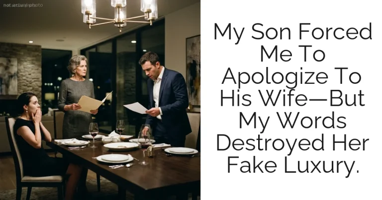 My Son Forced Me To Apologize To His Wife—But My Words Destroyed Her Fake Luxury.