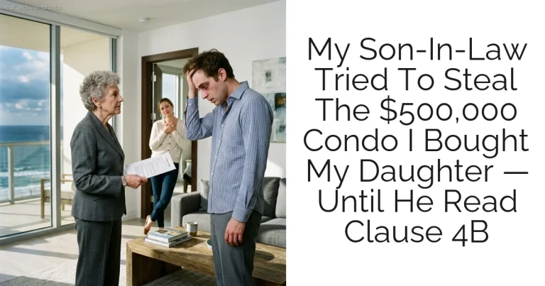 My Son-In-Law Tried To Steal The $500,000 Condo I Bought My Daughter — Until He Read Clause 4B