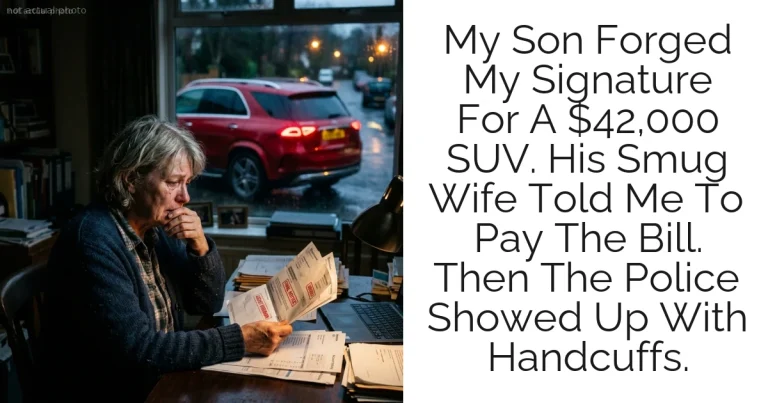 My Son Forged My Signature For A $42,000 SUV. His Smug Wife Told Me To Pay The Bill. Then The Police Showed Up With Handcuffs.