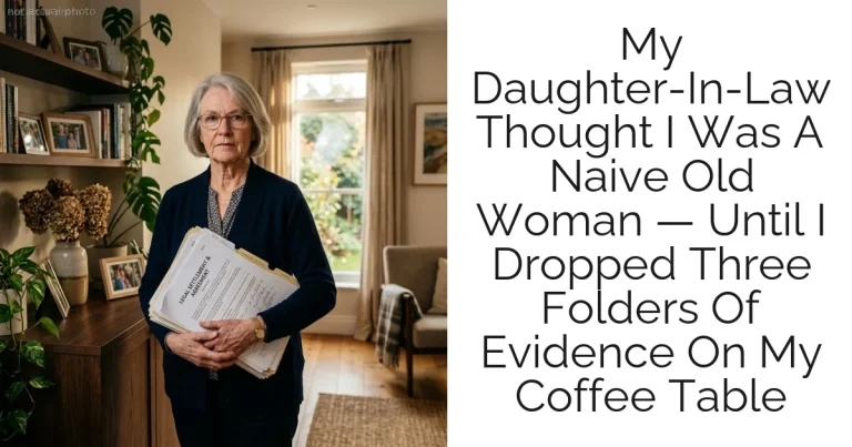 My Daughter-In-Law Thought I Was A Naive Old Woman — Until I Dropped Three Folders Of Evidence On My Coffee Table