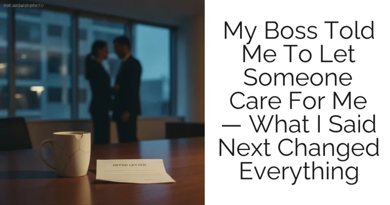 My Boss Told Me To Let Someone Care For Me — What I Said Next Changed Everything