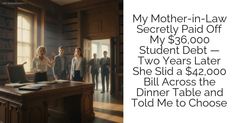 My Mother-in-Law Secretly Paid Off My $36,000 Student Debt — Two Years Later She Slid a $42,000 Bill Across the Dinner Table and Told Me to Choose