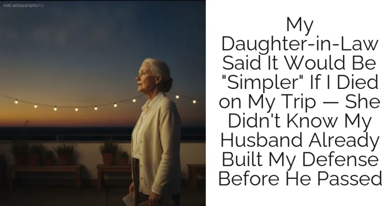 My Daughter-in-Law Said It Would Be "Simpler" If I Died on My Trip — She Didn't Know My Husband Already Built My Defense Before He Passed