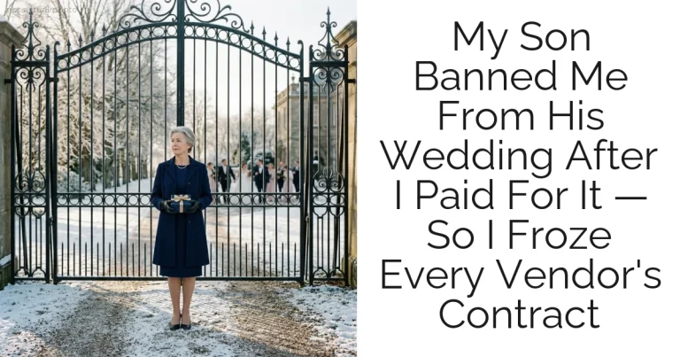 My Son Banned Me From His Wedding After I Paid For It — So I Froze Every Vendor's Contract