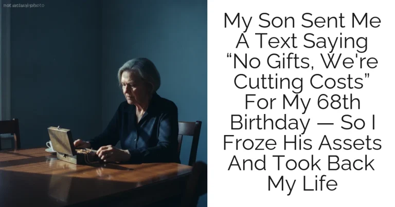My Son Sent Me A Text Saying “No Gifts, We're Cutting Costs” For My 68th Birthday — So I Froze His Assets And Took Back My Life