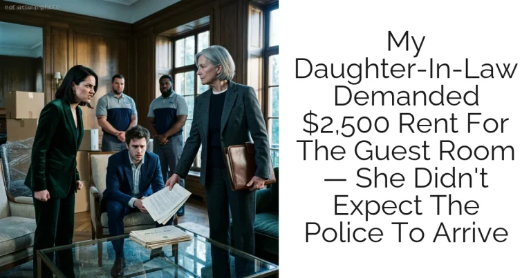 My Daughter-In-Law Demanded $2,500 Rent For The Guest Room — She Didn't Expect The Police To Arrive