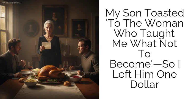 My Son Toasted 'To The Woman Who Taught Me What Not To Become'—So I Left Him One Dollar