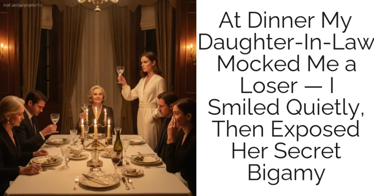 At Dinner My Daughter-In-Law Mocked Me a Loser — I Smiled Quietly, Then Exposed Her Secret Bigamy
