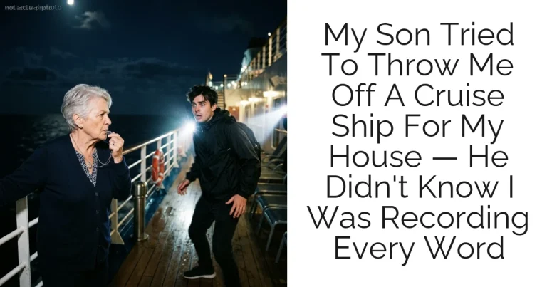 My Son Tried To Throw Me Off A Cruise Ship For My House — He Didn't Know I Was Recording Every Word