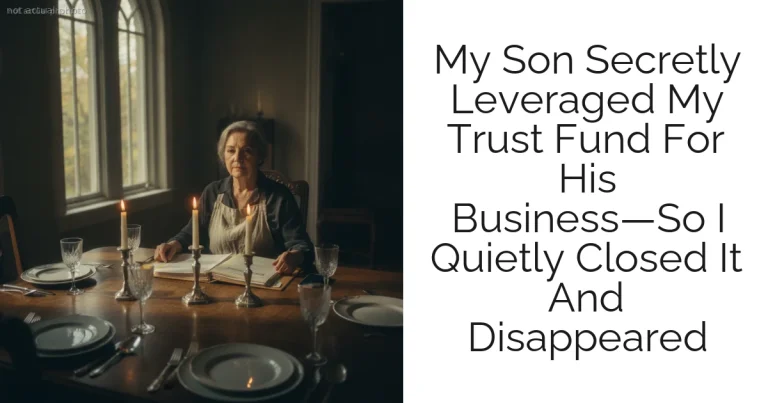 My Son Secretly Leveraged My Trust Fund For His Business—So I Quietly Closed It And Disappeared