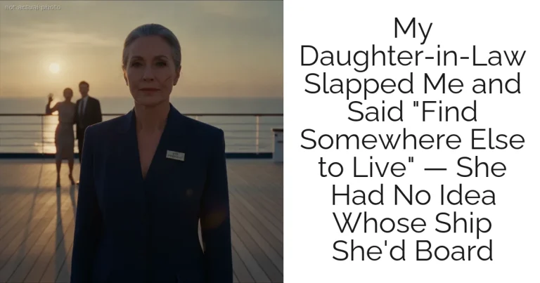 My Daughter-in-Law Slapped Me and Said "Find Somewhere Else to Live" — She Had No Idea Whose Ship She'd Board