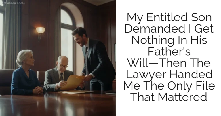 My Entitled Son Demanded I Get Nothing In His Father's Will—Then The Lawyer Handed Me The Only File That Mattered