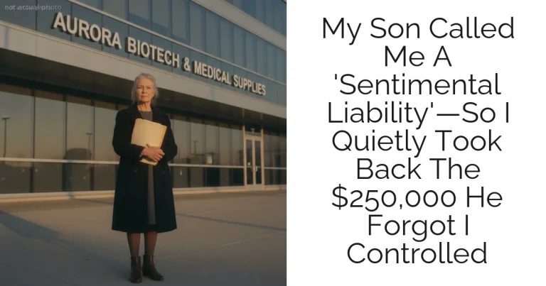 My Son Called Me A 'Sentimental Liability'—So I Quietly Took Back The $250,000 He Forgot I Controlled